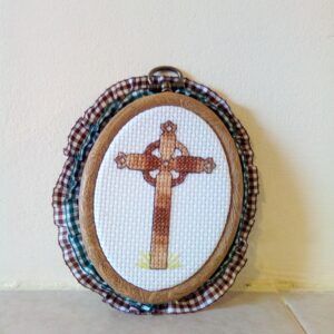 Celtic Cross mini wall art hoop - handmade by Christie Country Crafts