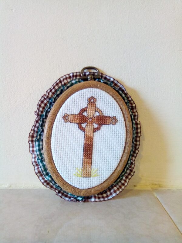 Celtic Cross mini wall art hoop - handmade by Christie Country Crafts