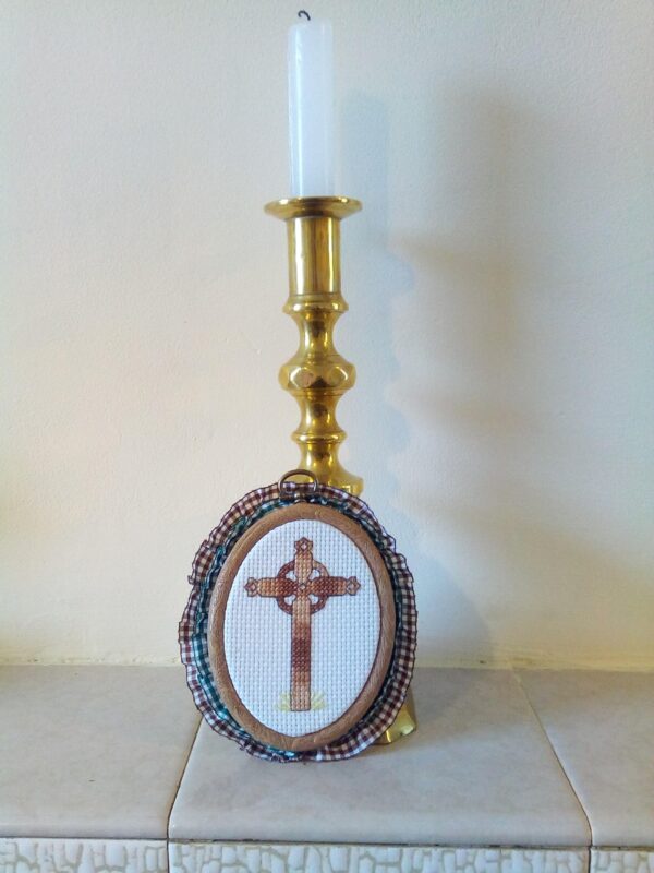 Celtic Cross mini wall art hoop - handmade by Christie Country Crafts (view 4)