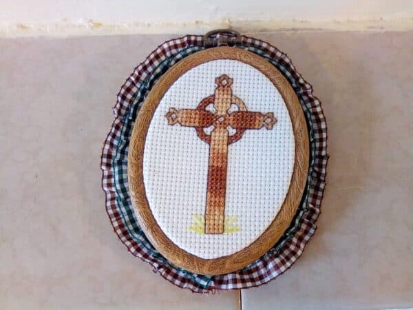 Celtic Cross mini wall art hoop - handmade by Christie Country Crafts (view 2)