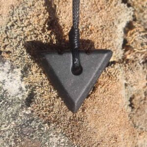 Hebridean Stone arrowhead black pendant - handmade by Gneiss Things