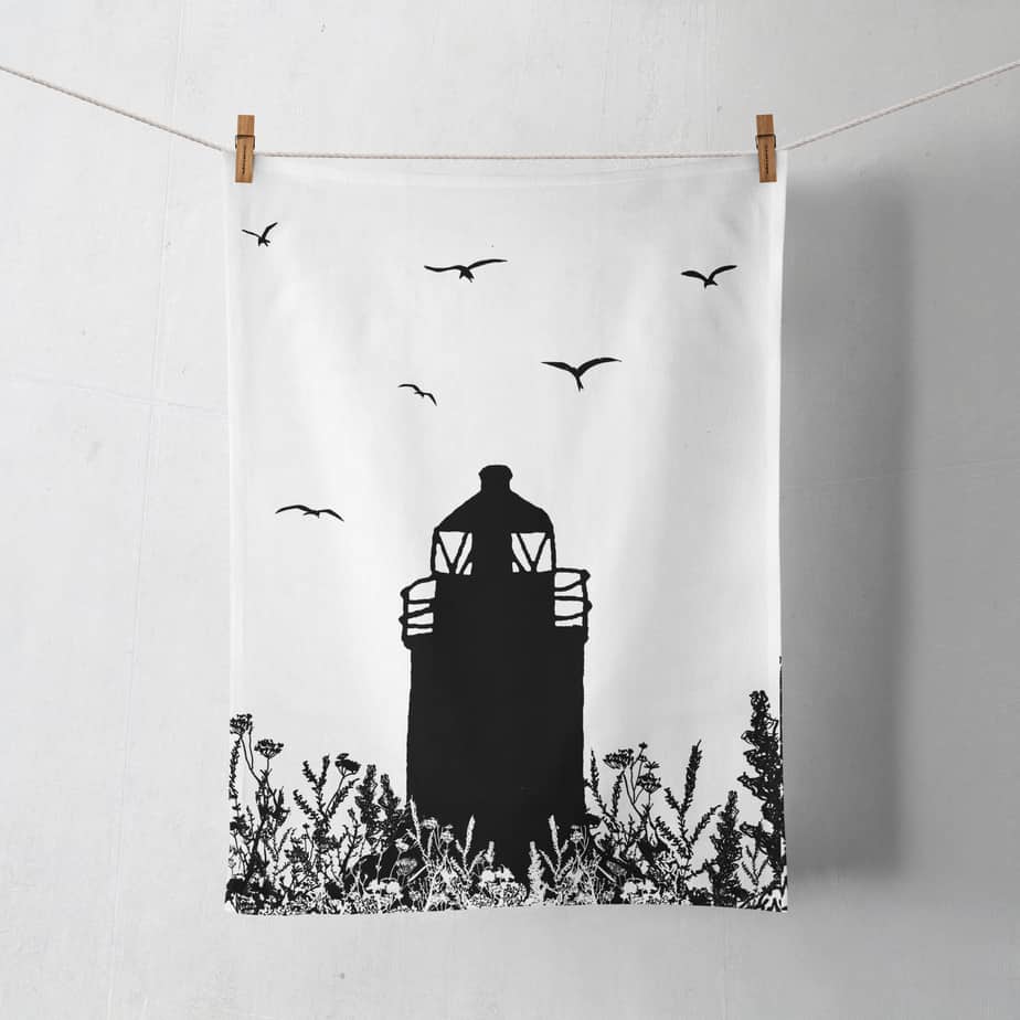 Tea Towel - Auld Lighthouse - handmade by Julie Williamson Designs