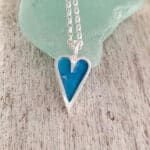 Mini Enamelled Heart Pendant – Aqua Blue