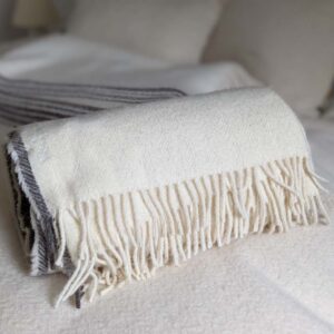 Natural undyed Cheviot/Shetland wool blanket - handmade by Ascog Wool (view 2)