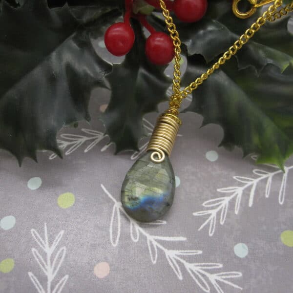 Aurora Pendant, Labradorite, Gold Plated - handmade by Indigo Berry