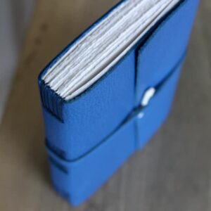 Bright Blue Leather Journal - handmade by SollasBooks (view 4)