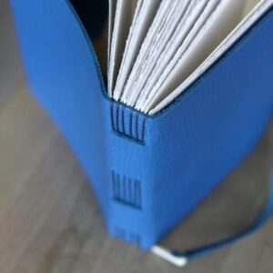 Bright Blue Leather Journal - handmade by SollasBooks (view 3)