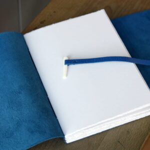 Bright Blue Leather Journal - handmade by SollasBooks (view 2)