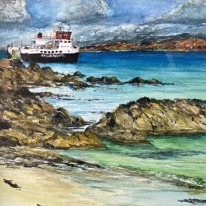 "Iona Ferry Loch Buie, Iona" Original framed watercolour. - Image 2