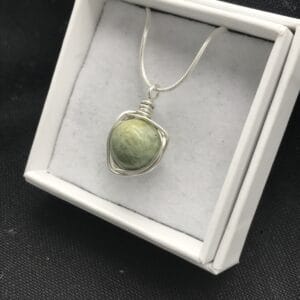 Scottish Tiree Marble silver wrapped pendant