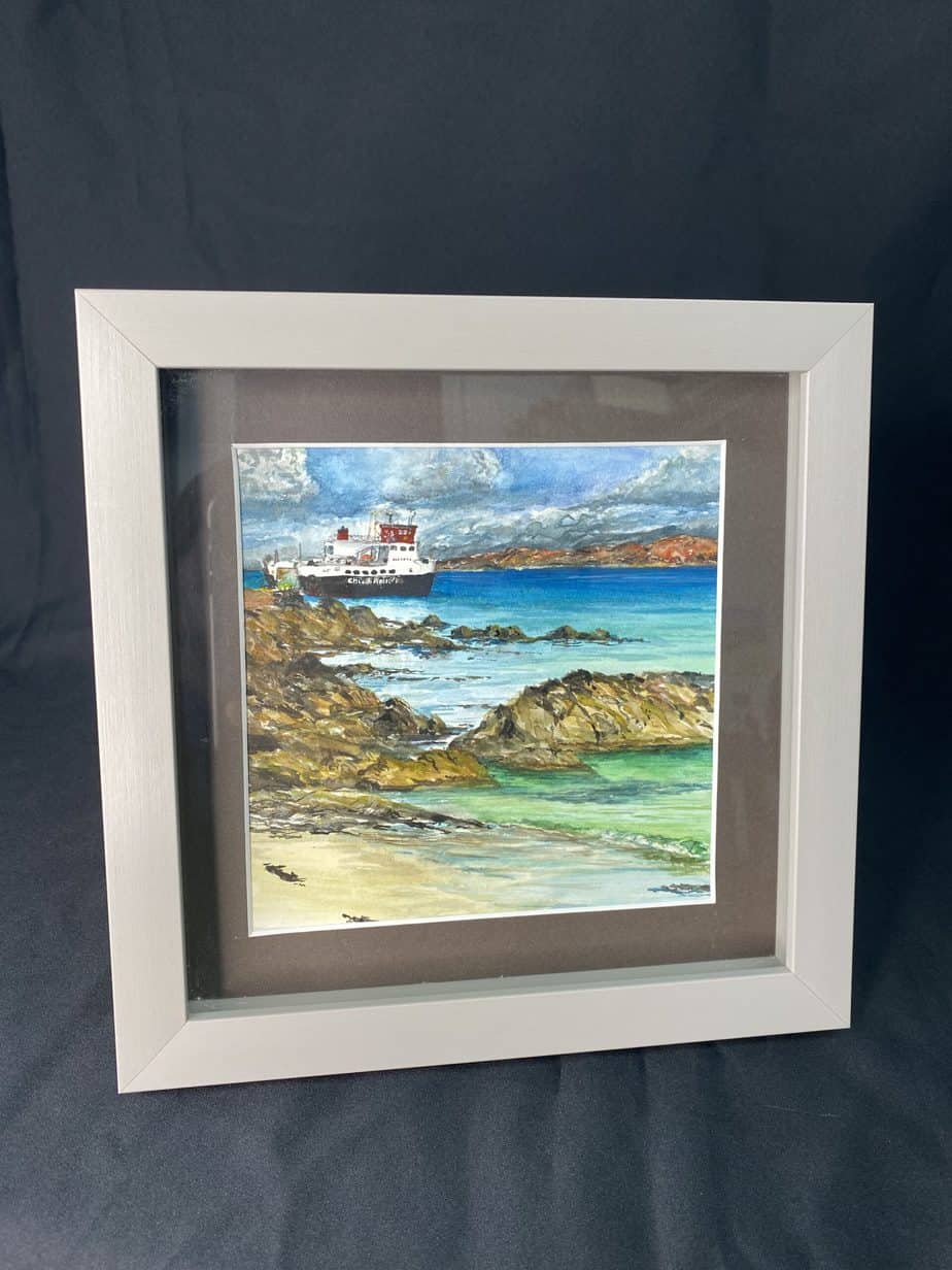 "Iona Ferry Loch Buie, Iona" Original framed watercolour. - Image 1