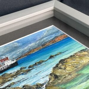 "Iona Ferry Loch Buie, Iona" Original framed watercolour. - Image 3