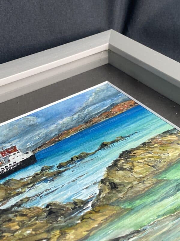 "Iona Ferry Loch Buie, Iona" Original framed watercolour.