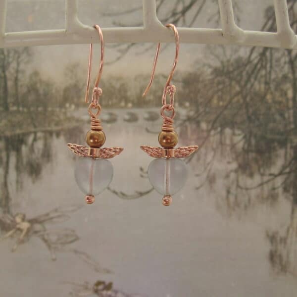 Fairy, Heart Earrings, Rose Gold Plated - handmade by Indigo Berry