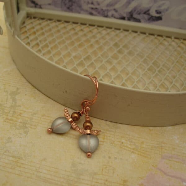 Fairy, Heart Earrings, Rose Gold Plated - handmade by Indigo Berry (view 2)