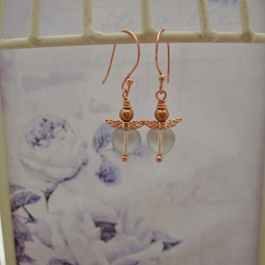 Fairy, Heart Earrings, Rose Gold Plated - handmade by Indigo Berry (view 3)