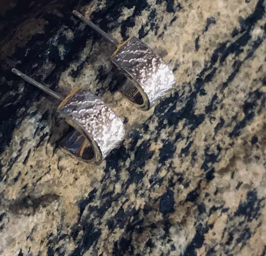 Sterling Silver Herringbone Half Hoop Earrings - Pair - Image 4