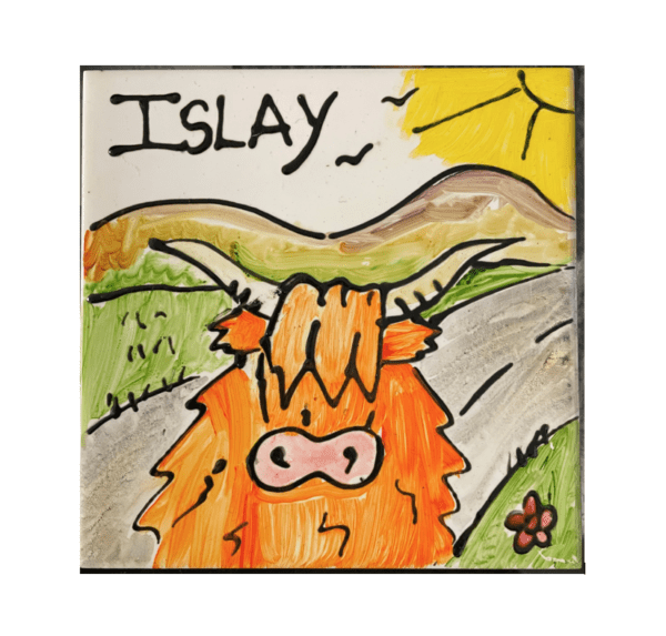 Fun Islay Wall Tiles - Highland Cow - handmade by Islay Celtic Craft Shop