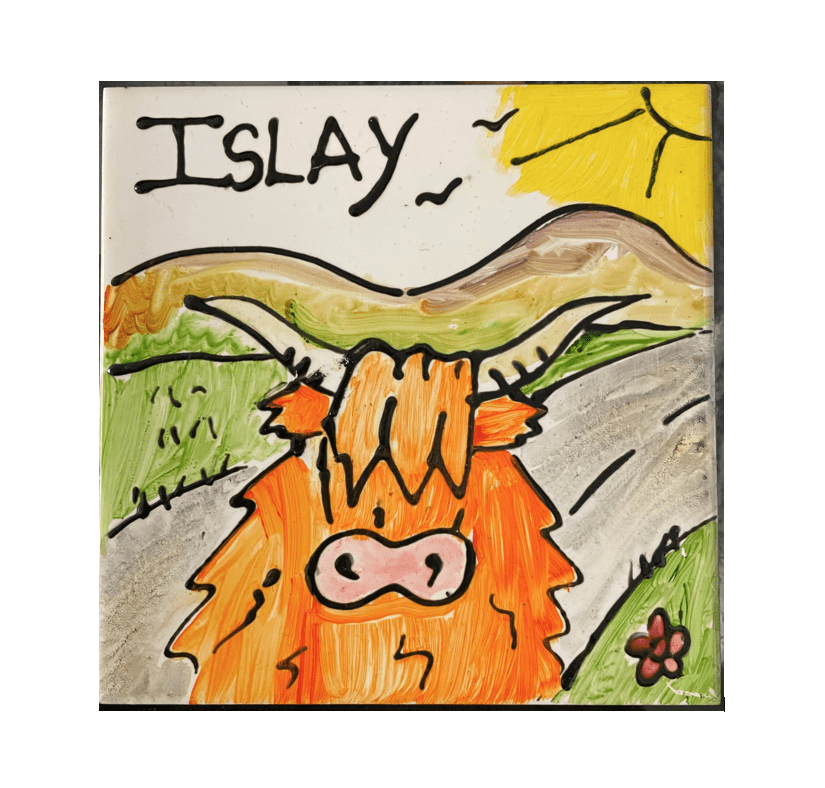 Fun Islay Wall Tiles - Highland Cow - handmade by Islay Celtic Craft Shop