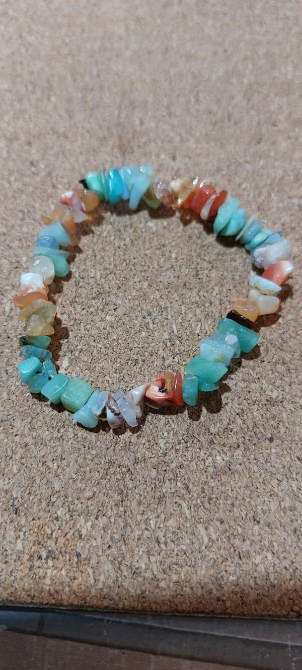 Mexican fire Opal, and Blue Peruvian Opal bracelet - handmade by Designs on Benbecula