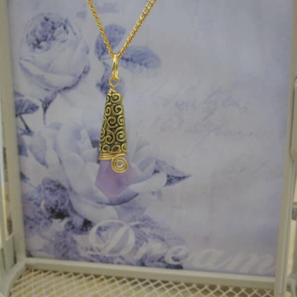 Amethyst, Pendant, Gold Plated, Gift for Her - handmade by Indigo Berry (view 6)
