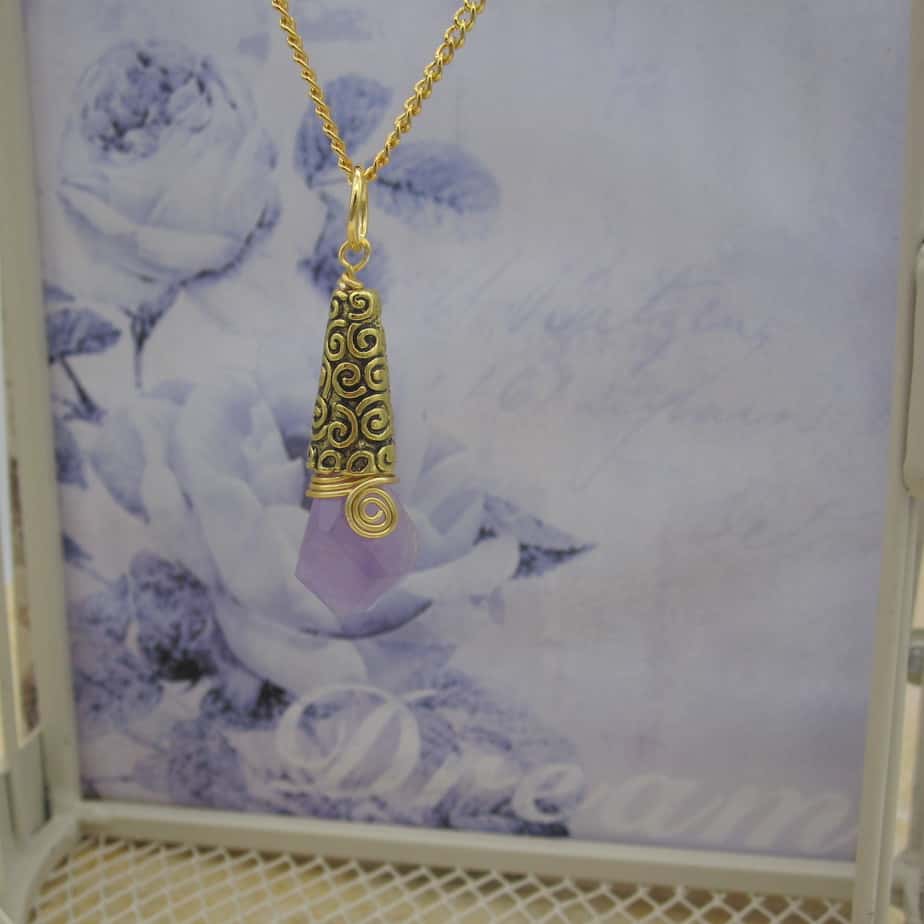 Amethyst, Pendant, Gold Plated, Gift for Her - handmade by Indigo Berry (view 6)
