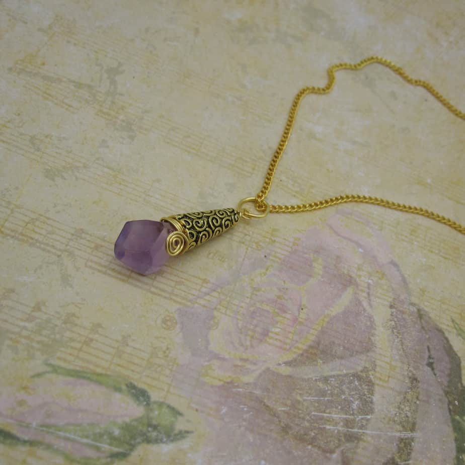 Amethyst, Pendant, Gold Plated, Gift for Her - handmade by Indigo Berry (view 4)