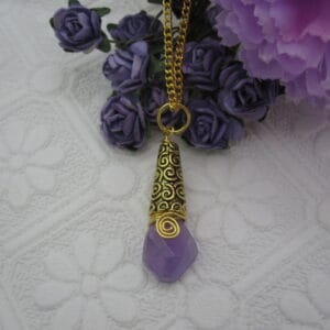 Amethyst, Pendant, Gold Plated, Gift for Her - handmade by Indigo Berry