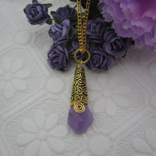 Amethyst, Pendant, Gold Plated, Gift for Her - handmade by Indigo Berry