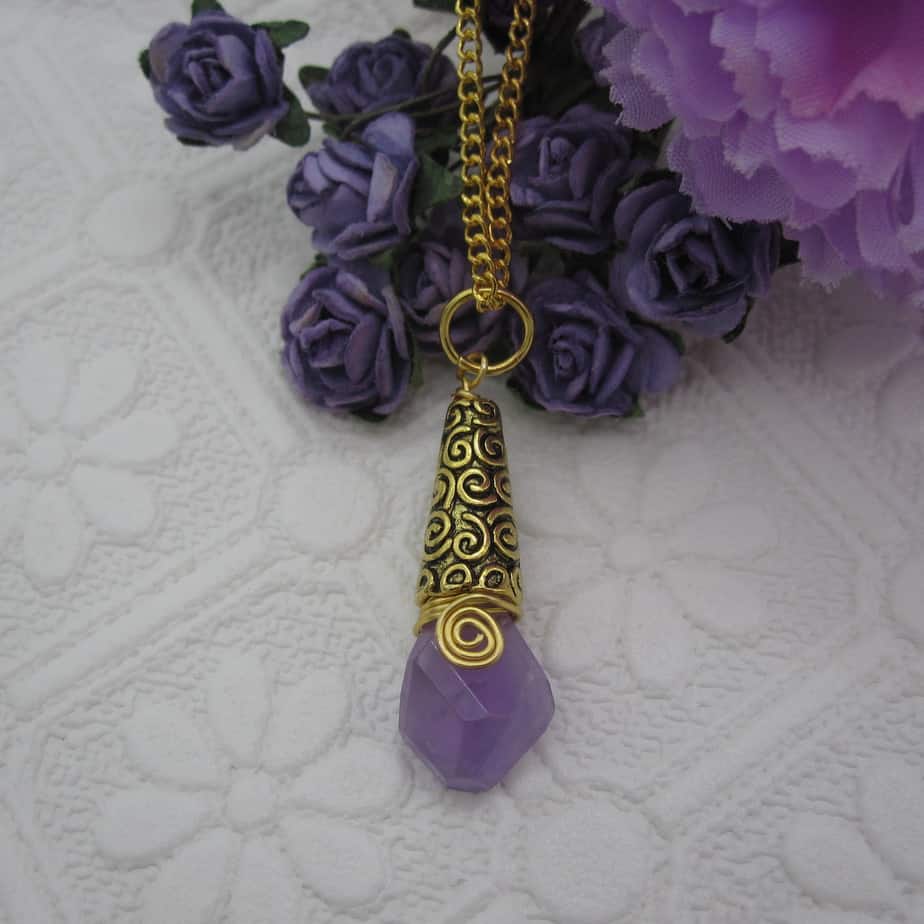 Amethyst, Pendant, Gold Plated, Gift for Her - handmade by Indigo Berry