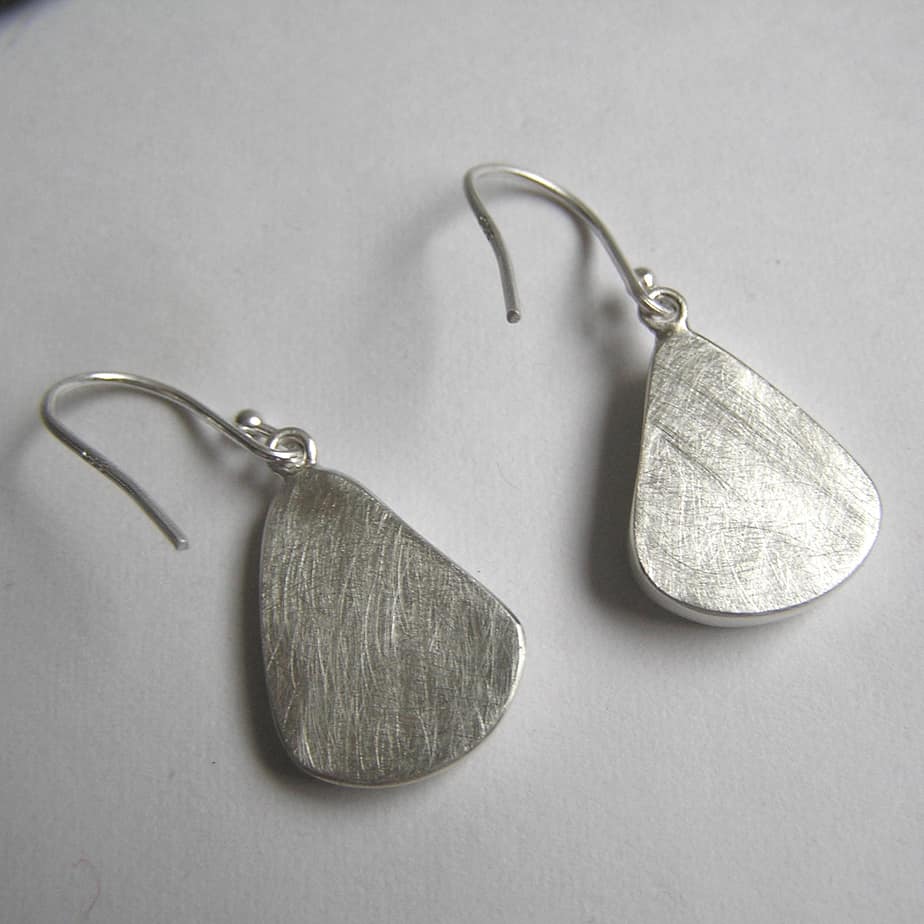 Green Sea Glass Earrings Handmade in Recycled Sterling Silver - handmade by Hazel