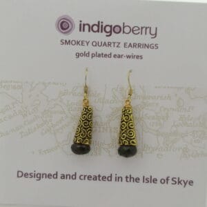 Smokey Quartz, Earrings, Celtic Style, Gold plated - handmade by Indigo Berry (view 2)