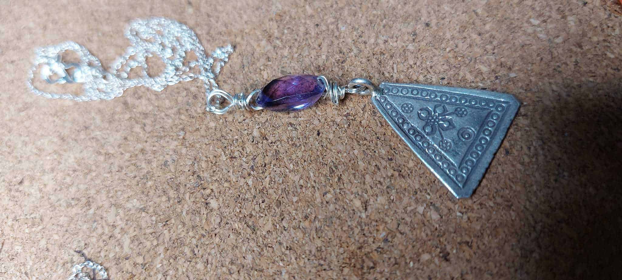 Amethyst Thai Karen silver necklace - handmade by Designs on Benbecula