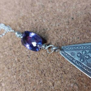 Amethyst Thai Karen silver necklace - handmade by Designs on Benbecula (view 3)