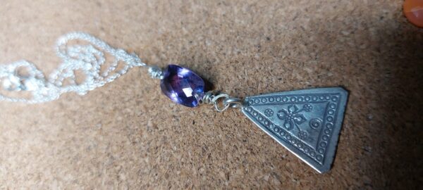 Amethyst Thai Karen silver necklace - handmade by Designs on Benbecula (view 3)