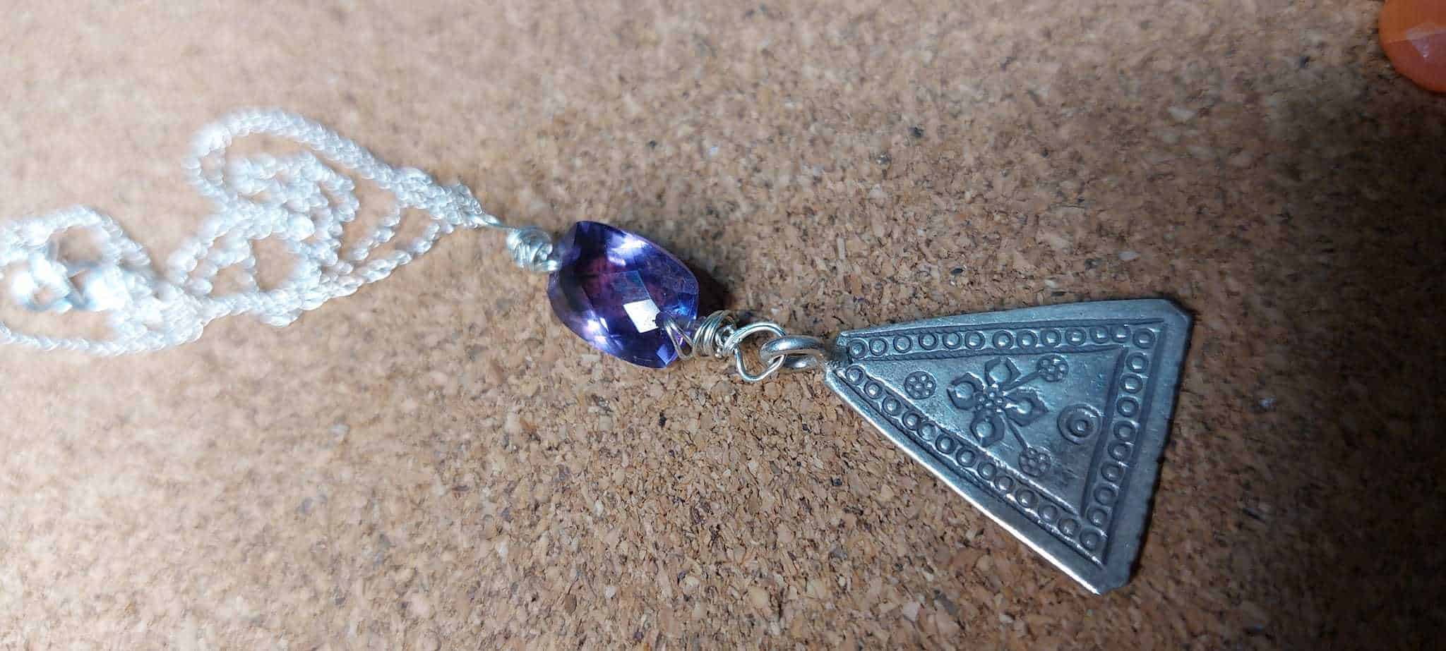 Amethyst Thai Karen silver necklace - handmade by Designs on Benbecula (view 3)
