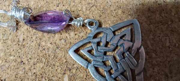 Amethyst celtic silver necklace - handmade by Designs on Benbecula