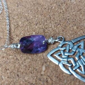 Amethyst celtic silver necklace - handmade by Designs on Benbecula (view 3)