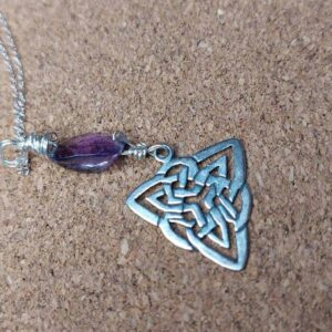 Amethyst celtic silver necklace - handmade by Designs on Benbecula (view 2)