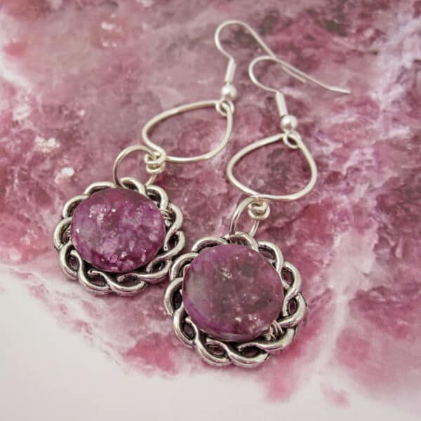 Purple, Lepidolite, Celtic, Silver Plated, Earrings, Gift for Her - handmade by Indigo Berry (view 3)