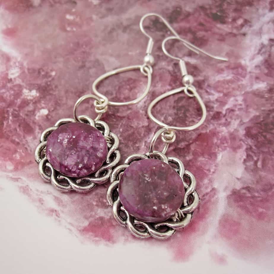 Purple, Lepidolite, Celtic, Silver Plated, Earrings, Gift for Her - handmade by Indigo Berry (view 3)