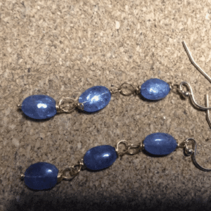 Tanzanite gold vermeil earrings - handmade by Designs on Benbecula (view 2)