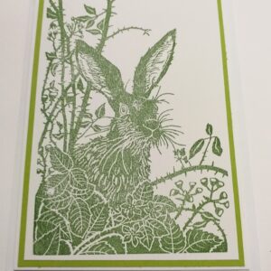 Lino Cut Style Stamped Hare Card