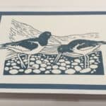 Lino Cut Style Stamped Oyster Catchers Card