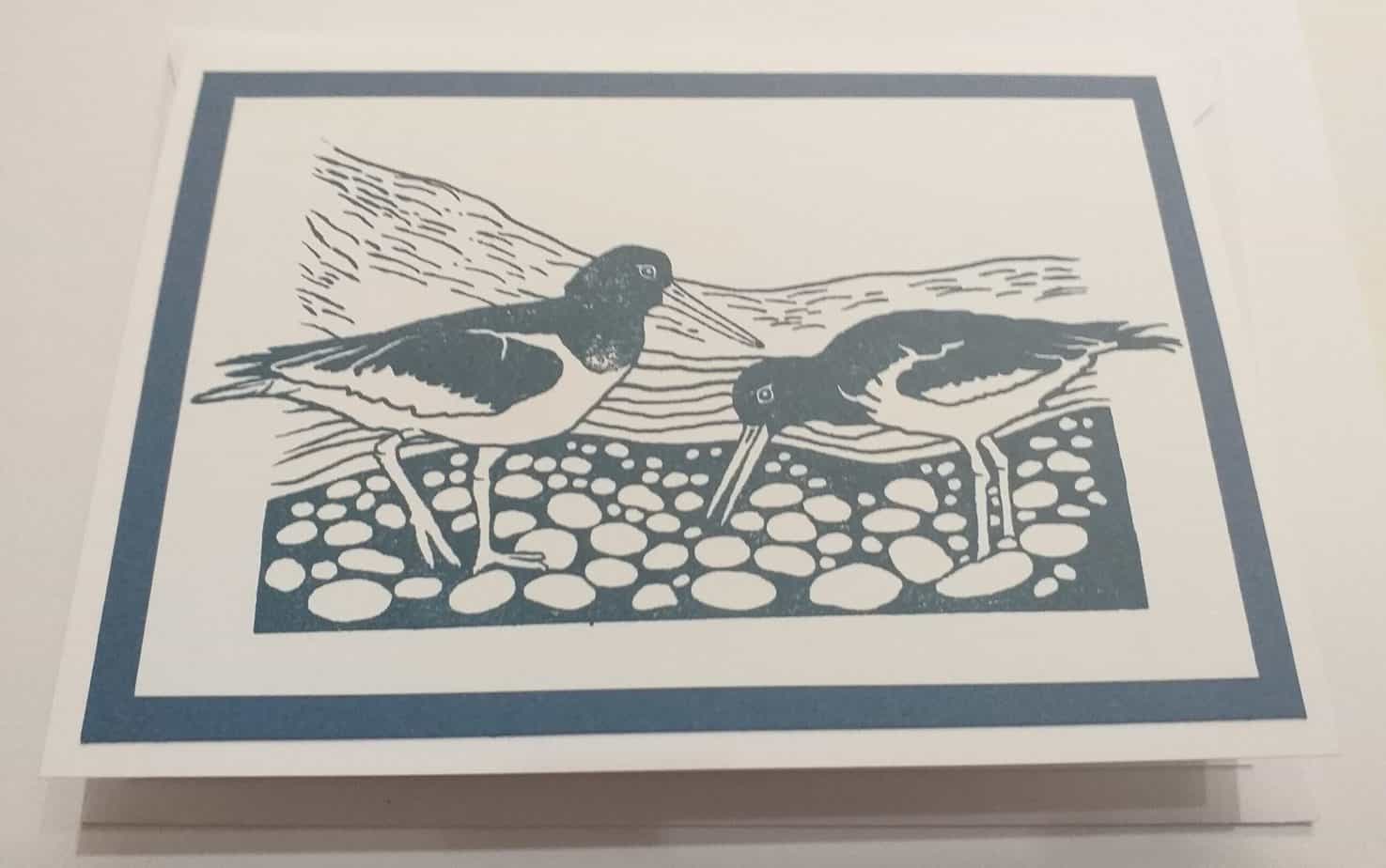 Set of Four Lino Cut Style Stamped Cards - Mixed - Image 2