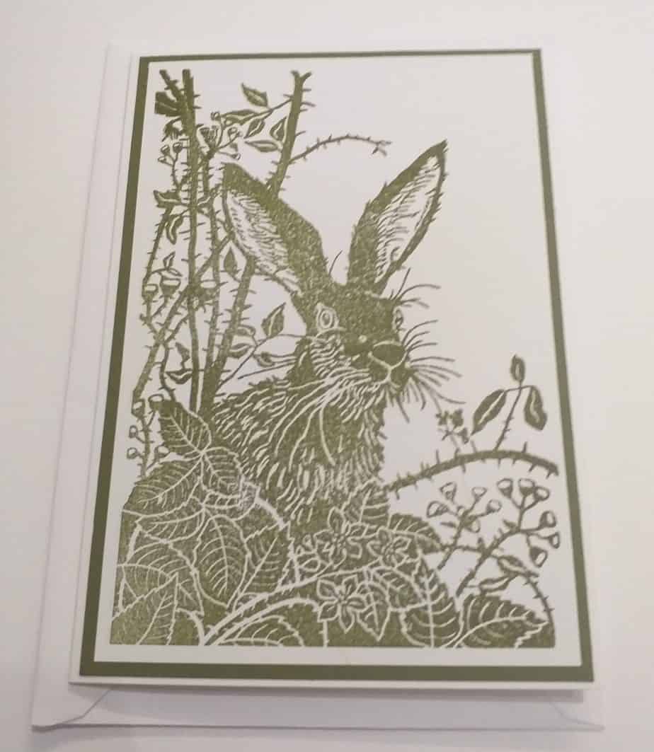 Set of Four Lino Cut Style Stamped Cards - Mixed - Image 3