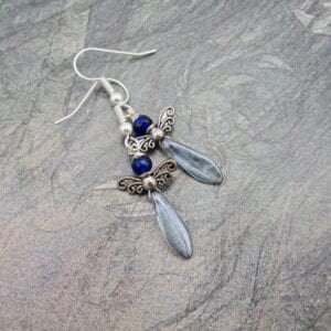 Blue, Fairy, Earrings, Silver Plated - handmade by Indigo Berry (view 2)