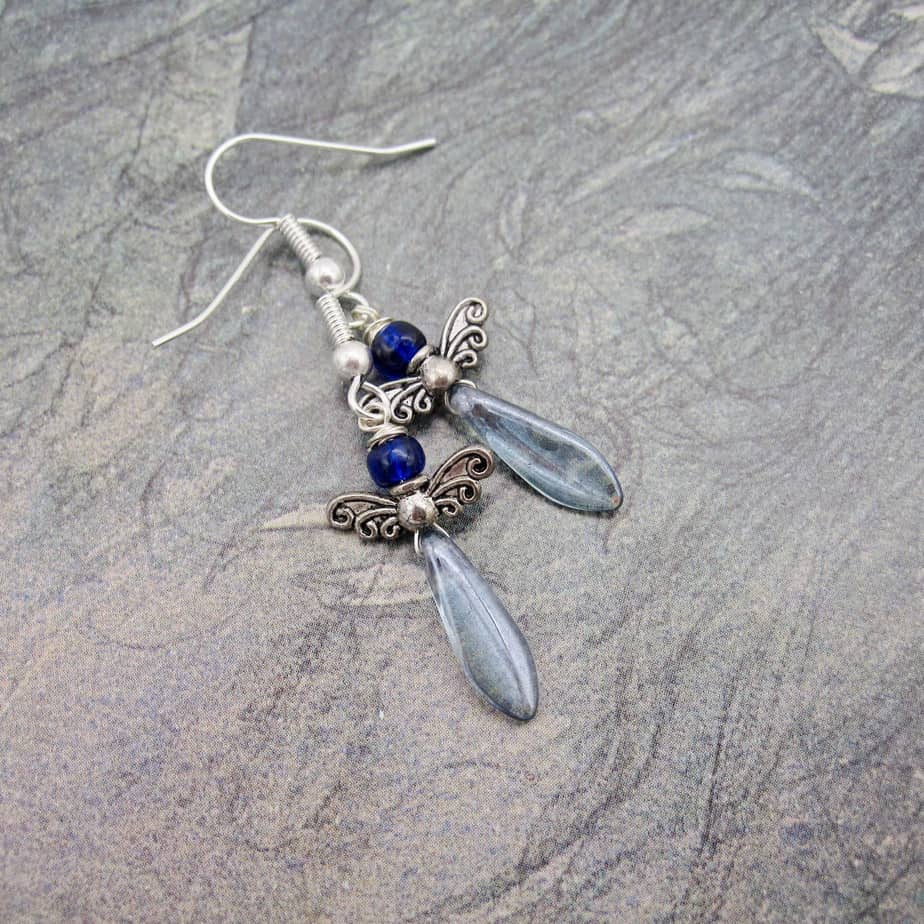 Blue, Fairy, Earrings, Silver Plated - handmade by Indigo Berry (view 2)