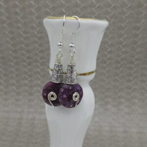 Purple, Lepidolite, Silver Plated, Earrings, Gift for Her - Image 3