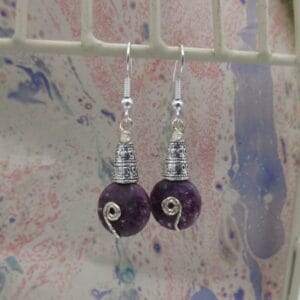 Purple, Lepidolite, Silver Plated, Earrings, Gift for Her - Image 2